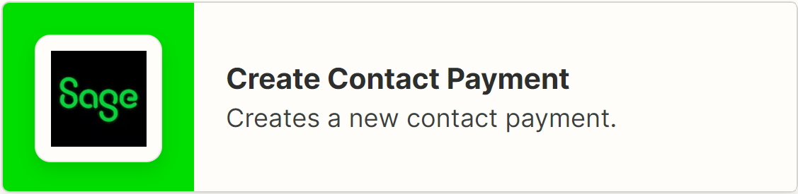 Sage Create Contact Payment